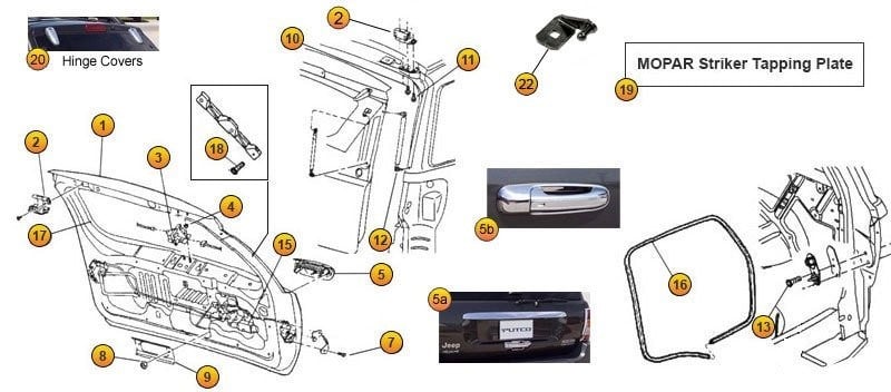 Jeep Grand Cherokee WJ Parts Diagram - OEM & Replacement Back & Lift Gate Parts For - Morris 4x4 Center