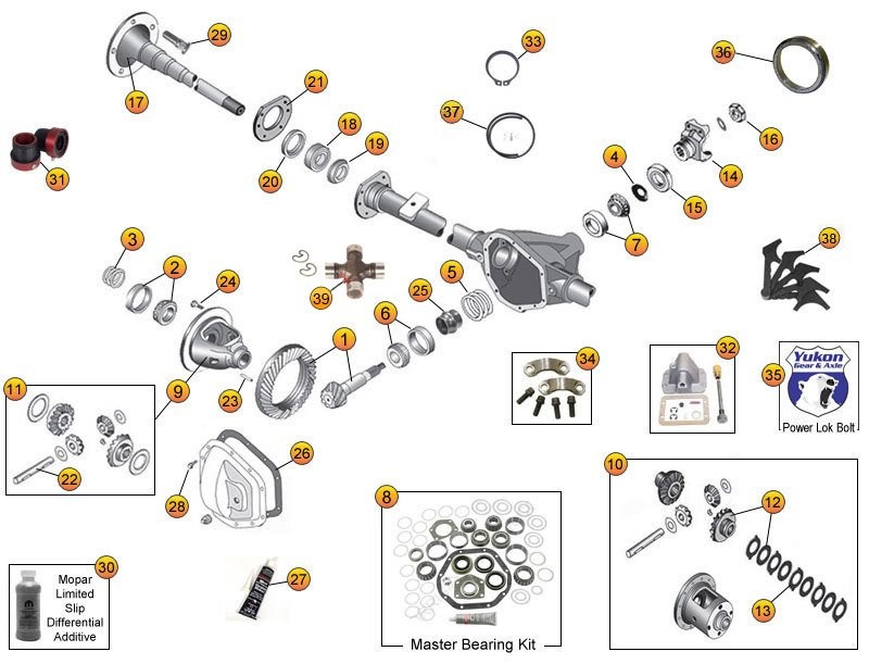 Dana Model 44 Rear Axle Parts for Wrangler YJ