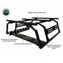Overland Vehicle Systems Discovery Rack with Side Cargo Plates and Front Cargo Tray System Kit - Mid Size Truck Short Bed