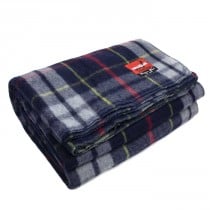 Swiss Link Classic Wool Plaid Blanket - Blue/Grey