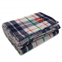 Swiss Link Classic Wool Plaid Blanket - Grey/Blue
