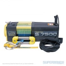 Superwinch S7500SR Winch; 7500 lbs; 12 Vdc; 5/16 In X 54 ft Synthetic Rope; 30.5 ft Handheld Remote Control; 3.6 hp; Mec