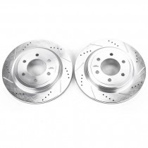 Power Stop Rear Pair of Drilled and Slotted Brake Rotors for 18-19 Ford F150