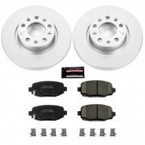 Power Stop Rear Geomet Coated Brake Rotor and Pad Kit for 14-Up Jeep Cherokee KL with Single Piston Front Calipers