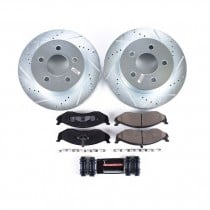 Power Stop Front Ceramic Brake Pad and Drilled & Slotted Rotor Kit for 99-06 Jeep Wrangler TJ, 99-01 Cherokee XJ