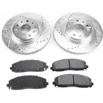 Power Stop Front Ceramic Brake Pad and Drilled & Slotted Rotor Kit for Jeep Wrangler JL and JL Unlimited Non-Rubicon