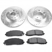 Power Stop Front Ceramic Brake Pad and Drilled & Slotted Rotor Kit for Jeep Wrangler JL and JL Unlimited Non-Rubicon