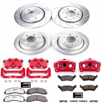 Power Stop Front and Rear Z36 Truck & Tow Brake Pad and Rotor Kit with Red Powder Coated Calipers for 12-18 Ford F150