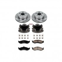 Power Stop Front Stock Replacement Brake Pad and Rotor Kit with Calipers for 99-06 Jeep Wrangler TJ, 99-01 Cherokee XJ