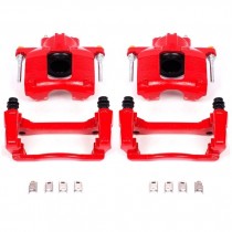 Power Stop Front Pair of Red Powder Coated Calipers for 07-18 Jeep Wrangler JK and JK Unlimited, 08-12 Liberty