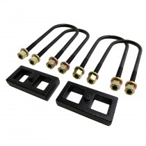 ReadyLift Rear Block Kit; 1 in. Cast Iron Blocks; Incl. Integrated Locating Pin; E-Coated U-Bolts; Nuts/Washers;