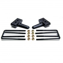 ReadyLift Rear Block Kit; 1.5 in. Cast Iron Blocks; Incl. Integrated Locating Pin; E-Coated U-Bolts; Nuts/Washers;