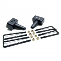 ReadyLift Rear Block Kit; 3 in. Cast Iron Blocks; Incl. Integrated Locating Pin; E-Coated U-Bolts; Nuts/Washers;