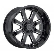 Black Rhino Sierra 17"x9" Wheel, Bolt Pattern 6x5.5", BS 5.5", Offset 12, Bore 112 - Gloss Black with Milled Spokes