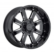 Black Rhino Sierra 18"x9" Wheel, Bolt Pattern 5x5", BS 4.5", Offset -12, Bore 78 - Gloss Black with Milled Spokes