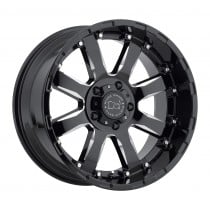 Black Rhino Sierra 20"x10" Wheel, Bolt Pattern 5x5.5", BS 4.5", Offset -12, Bore 78 - Gloss Black with Milled Spokes