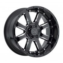 Black Rhino Sierra 20"x10" Wheel, Bolt Pattern 6x5.5", BS 5", Offset -12, Bore 112 - Gloss Black with Milled Spokes