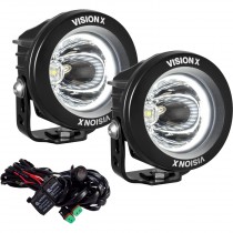 Vision X 3.75" Optimus Halo Series LED Light Kit - (2) 10W LED, 15 Degree Narrow Beam, Black Housing (Pair) - Emark Approved