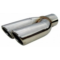 Pypes Exhaust Tip Set (Pair) 2.5" To Dual 2.5" Slip Fit, Clamp-On - Polished Rolled Edge