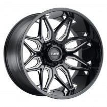 Tuff Wheels T3B 20"x12", Bolt Pattern 5x5", BS 4.72", Offset -45, Bore 71.6 - Gloss Black with Milled Spoke