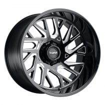 Tuff Wheels T4B True Directional 20"x12", Bolt Pattern 5x5", BS 4.72", Offset -45, Bore 71.6 - Gloss Black with Milled Spoke - Right
