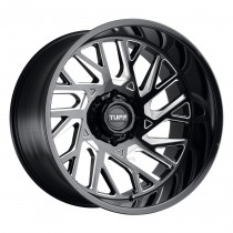 Tuff Wheels T4B True Directional 20"x12", Bolt Pattern 6x5.5", BS 4.72", Offset -45, Bore 112.1 - Gloss Black with Milled Spoke - Right