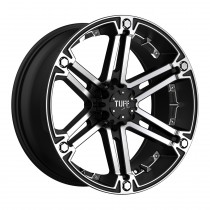 Tuff Wheels T01 Series, 20"x9", Bolt Pattern 5x4.5" and 5x5", BS 4.461", Offset -13 - Flat Black with Machined Face