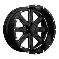 Tuff Wheels T-15 Series, 22"x10", Bolt Pattern 5x5.5", BS 0", Offset -9 - Gloss Black with Milled Spokes