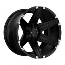 Tuff Wheels T12 Series, 24"x11", Bolt Pattern 6x5.5", BS 4.205", Offset -45 - Satin Black with Brushed Inserts