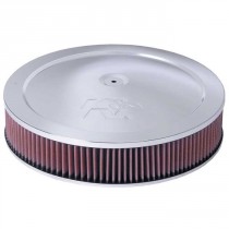 K&N Air Cleaner Assembly, 14" Round with 5-1/8" Neck Flange - Chrome