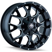 Mayhem Warrior 8015 Wheel - 20"x9"- Bolt Pattern 5x5" & 5x5.5"- Backspacing 5.00"- Offset 0 - Black Milled Spokes