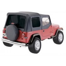 Rampage, Complete Soft Top With Soft Upper Doors, Black Denim