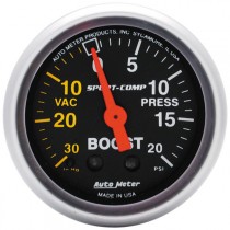 Auto Meter 2 1/16" Boost/Vacuum, 30 In. Hg/ 20 Psi, Sport-Comp