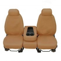 Covercraft SeatSaver Front Bucket Seat Covers with Adjustable Headrests - Polycotton, Tan - Pair