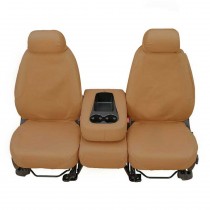 Covercraft SeatSaver Front Bucket Seat Covers with Adjustable Headrests - Polycotton, Tan - Pair