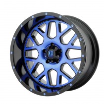 KMC XD820 Grenade Series Wheel 20x10" - 5x5" Bolt Pattern, 4.56 BS - Satin Black Machined Face w/Blue Tint Clear Coat