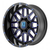 KMC XD820 Grenade Series Wheel 20x10" - 5x5" Bolt Pattern, 4.56 Backspacing - Satin Black Milled w/Blue Tint Clear Coat