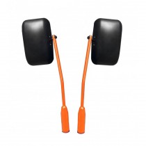 Steinjager Poly Isolated Premium Mirrors, Door Hinge Mounted, Fluorescent Orange - Pair