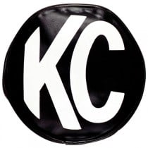 KC HiLiTES 6" Soft Round Covers, Black Vinyl with White KC Logo - Pair