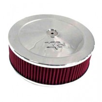 K&N Air Cleaner Assembly, 9" Round with 5-1/8" Neck Flange - Chrome