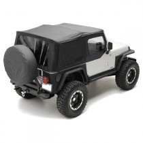 Smittybilt Replacement Soft Top with Upper Doors and Tinted Side and Rear Windows - Black Diamond