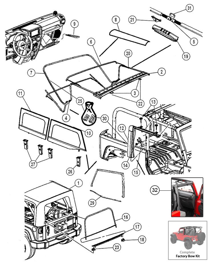 Soft Top Hardware for Jeep Wrangler JK|Morris 4x4 Center Soft Top Hardware for Jeep Wrangler JK|Morris 4x4 Center