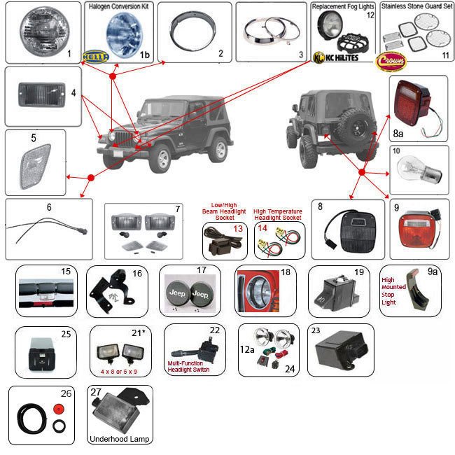 Jeep Wrangler Lights | TJ Lights 97-06 | Morris 4x4 Center Jeep Wrangler Lights | TJ Lights 97-06 | Morris 4x4 Center